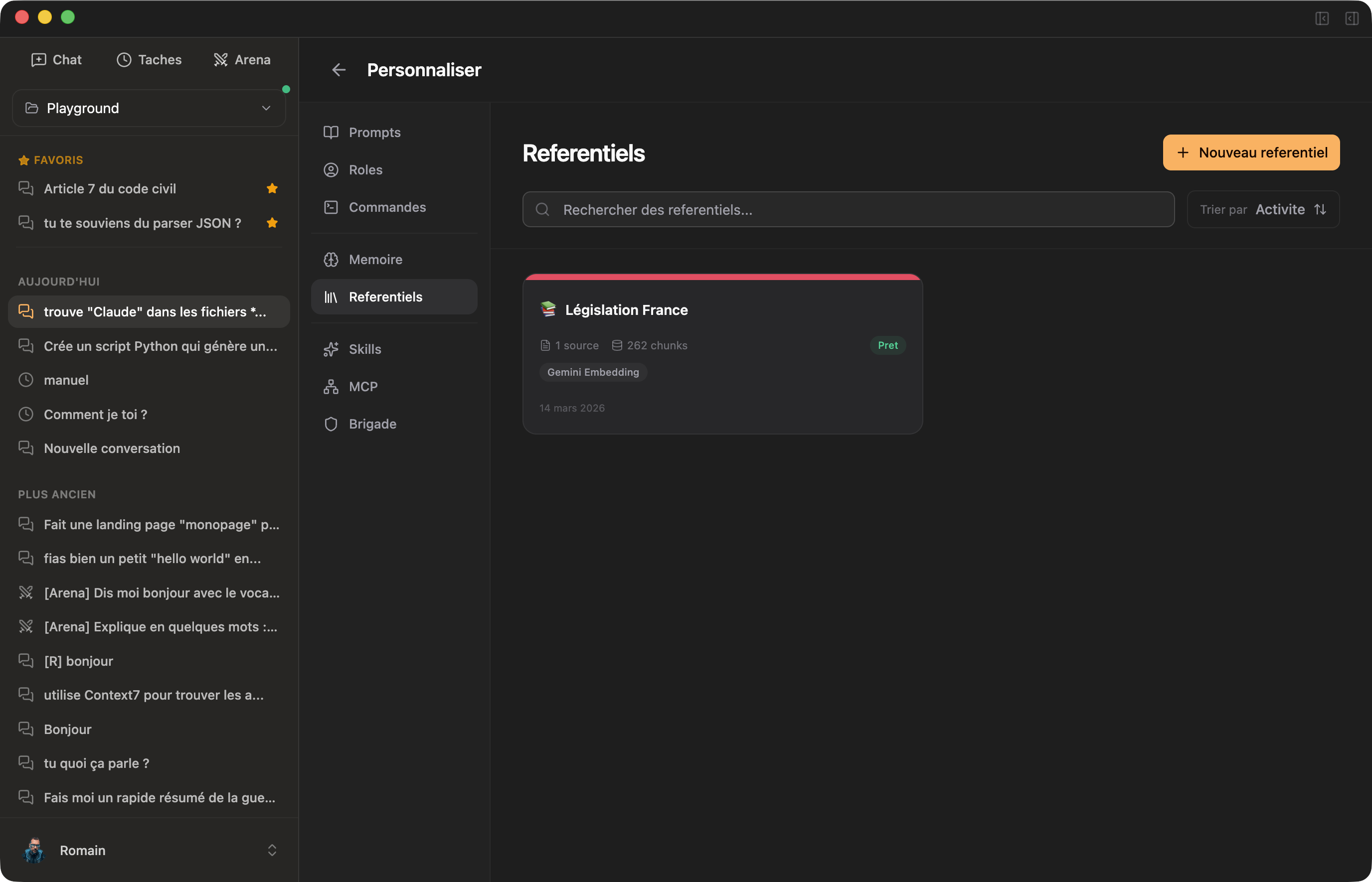 Referentiels RAG custom avec embeddings